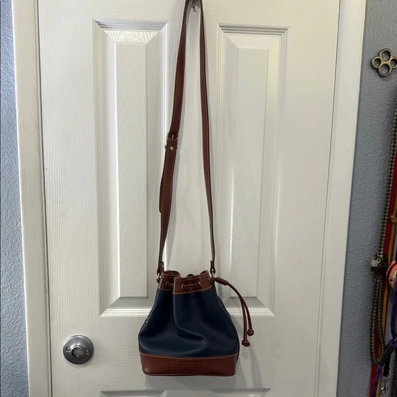 Vintage esprit hunter green and Brown Leather Bucket Bag - Picture 2 of 6